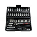 46 Pieces 1/4 Inch Metric Ratchet Socket Wrench Set with Extension Bar, Portable Repair Tools for Auto & Household Use
