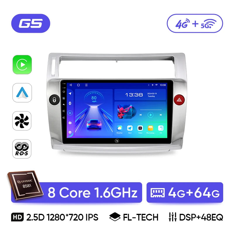 Ainavi Car Radio For Citroen C4 C-Triomphe C-Quatre 2004 2005 2006 2007 2008 2009 Wireless Carplay Android Auto Multimedia 2 Din CM World