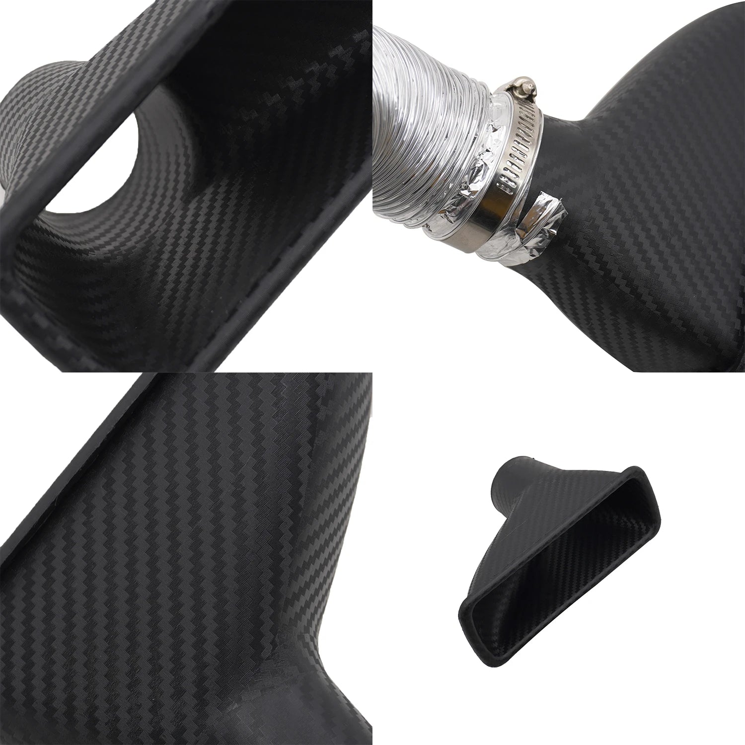 Car Front Bumper Admission Air Intake Pipe Kit Universal Turbo Inlet Hose ABS Plastic Carbon Fiber Look Cold Air Funnel Pipe Set CM World