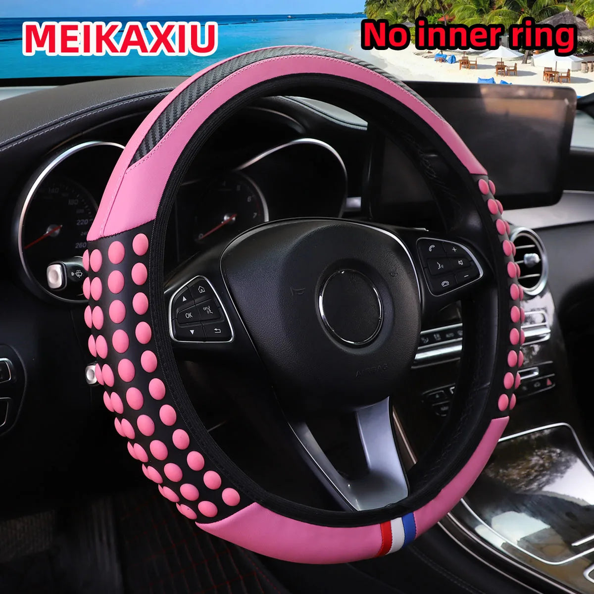 Car silicone massage beads, car without inner ring steering wheel cover, car decorative items, suitable for 14.5 - 15 inches. CM World