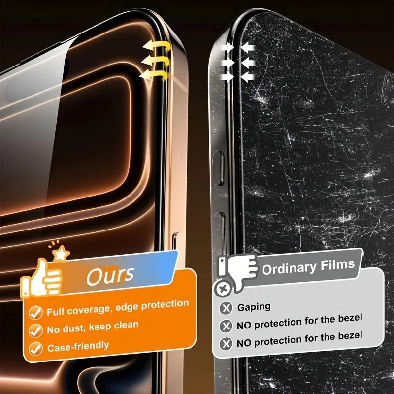 HD Tempered Glass Screen Protector, Full Coverage Ultra Clear Anti-Scratch Phone Screen Film, Compatible with iPhone 18/17 Pro Max/16/15/14/13/12 Series, Pro/Plus/Air Models