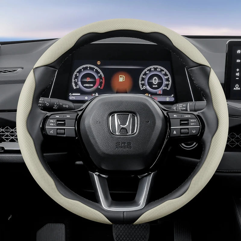 Suitable for Honda's Breathable Holes Leather Steering Wheel Cover Segmented Quick Release Design Non-Slip and Durable Civic Fit 8Th Gen 8 City Accord 9 10 Vezel Freed Breeze 7 Jade Shuttle Xrv Crosstour Insight Stream CM World