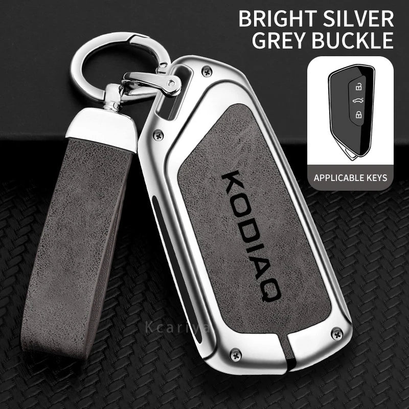 Zinc Alloy Car Remote Control Key Case Cover Holder Shell Fob for Skoda Kodiaq Protection Key Chain Buckle Keyless Accessories CM World