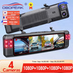 D75 4 Channel 11" Dash Cam Rear View Mirror Camera 1080P Dual Lens Infrared Night Vision WIFI GPS 360 Video Recorder Car DVR