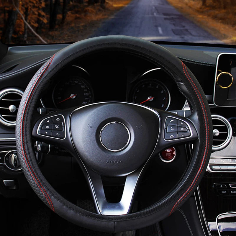 Universal Car Steering Wheel Cover Microfiber Leather Protection Cover Anti Slip Breathable for 37-39cm Steering Wheel Protector CM World