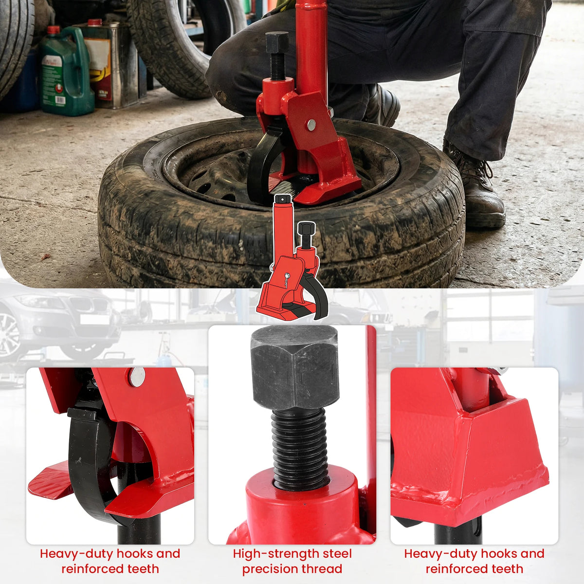 for 38 and 42 Inches Tires Manual Tire Bead Breaker with Handle and Rubber Pad, Tire Change Tool for Aluminum Alloy Hubs, ATV Tire Operation, Tractors, Trucks, Cars, Heavy Duty Tires Car Repair