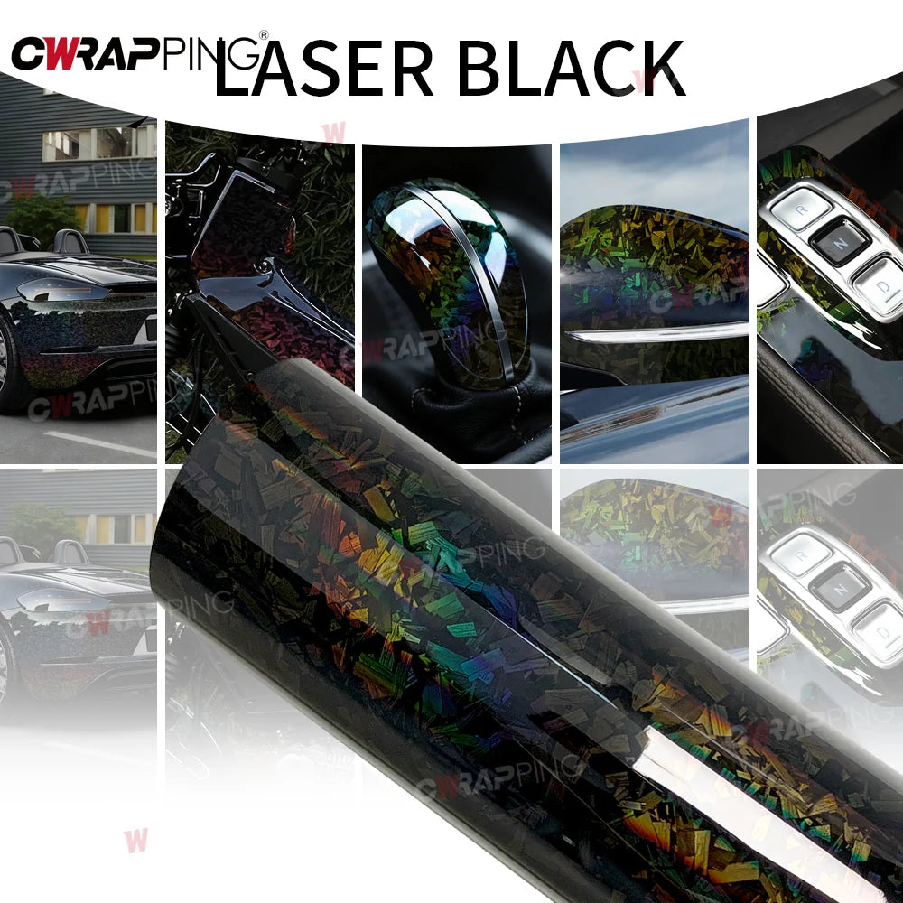 145cmx300cm Sticker for Car Wrapping Vinyl Paper for Car Carbon Fiber Roof Hood Black Exterior Styling Laser Universal Rainbow Car Mobile World
