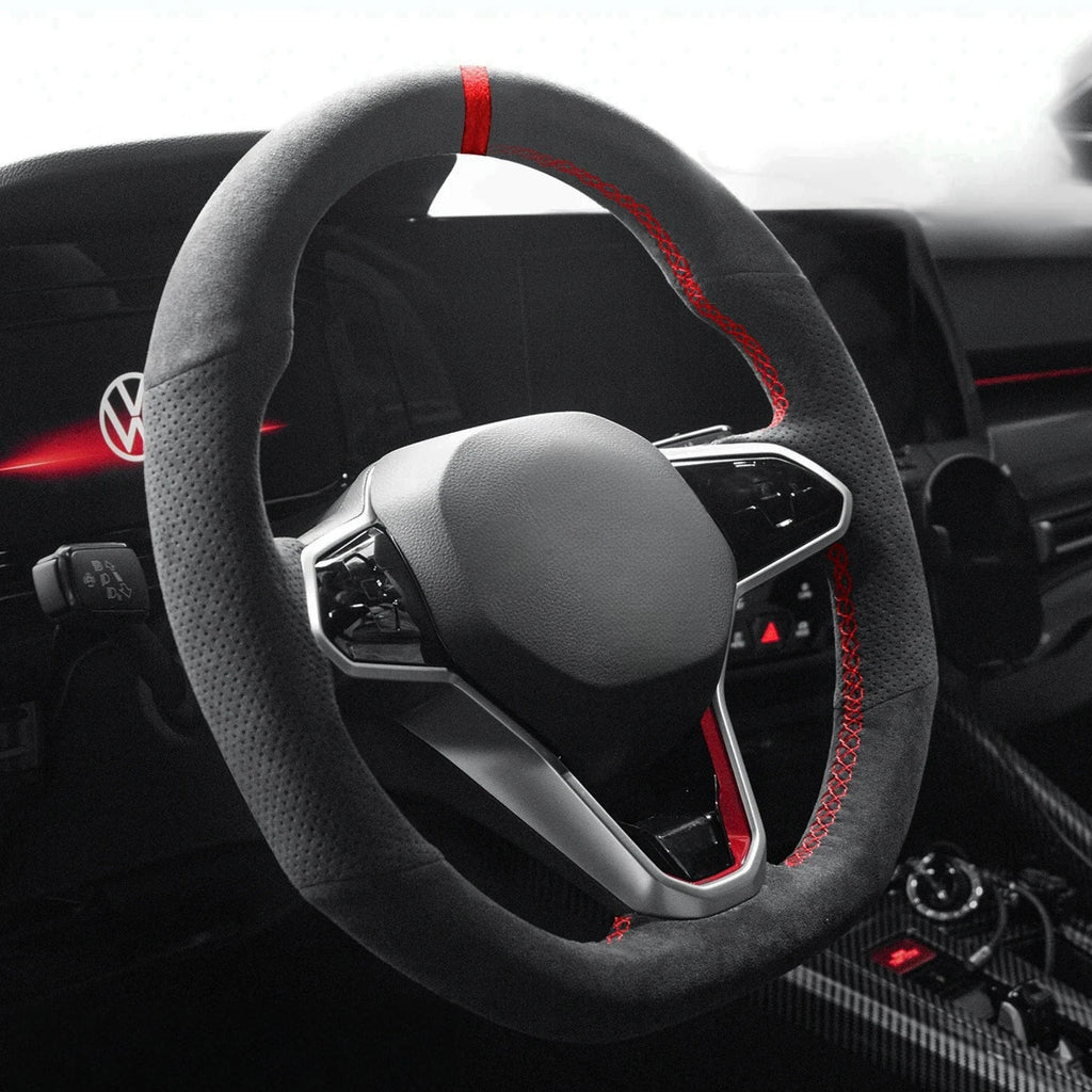 Hand Stitch Suede Car Steering Wheel Braid Cover For Volkswagen Golf 8 MK8 GTI Golf GTE 2020 2021 Auto Interior Accessories CM World