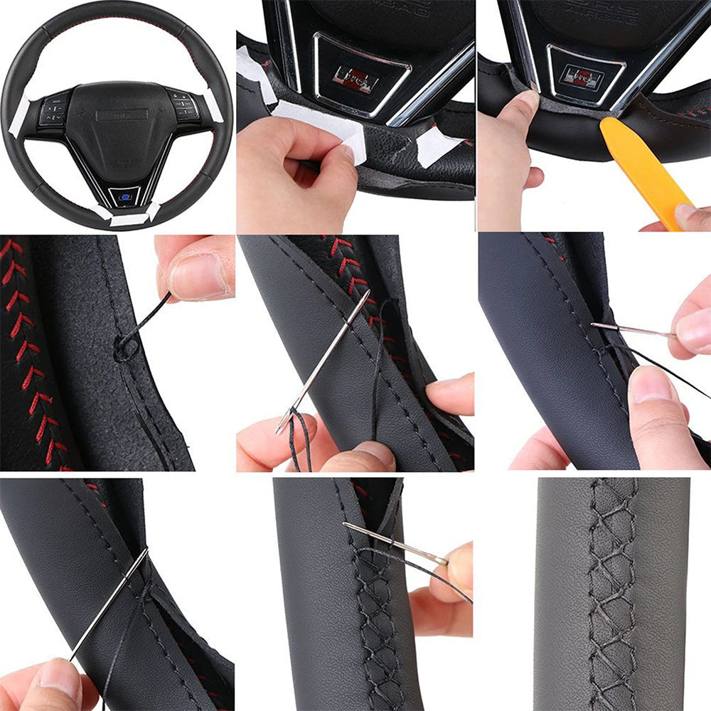OEM Style For Suzuki Grand Vitara 2007 2008 2009 2010 2011 - 2013 Microfiber Leather Car Steering Wheel Cover Auto Accessories CM World