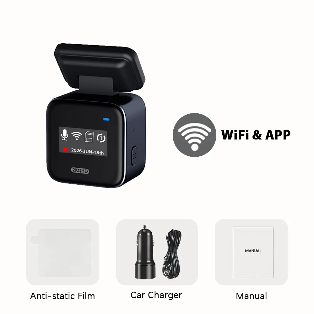 ZKCAMSPY Mini Car DVR 2K Tiny Dash Cam WiFi APP Control Night Vision 24 Parking Loop Recording G-Sensor Video Recorder Dashcam