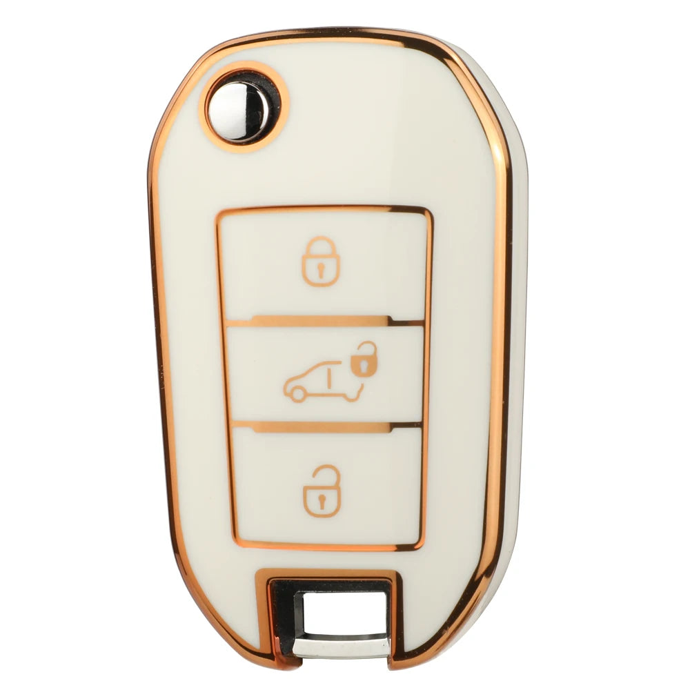 Jingyuqin 3BTN Soft TPU Car Key Case For Peugeot 208 308 408 508 2008 3008 4008 5008 For Citroen C3 C4 CACTUS C6 C8 Accessories CM World