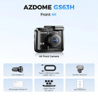 AZDOME Dash Cam GS63H 4K Built-In GPS Wi-Fi Dash Car Camera with Starvis 2.4" Screen WDR Night Vision Car DVR Parking Monito Car Mobile World