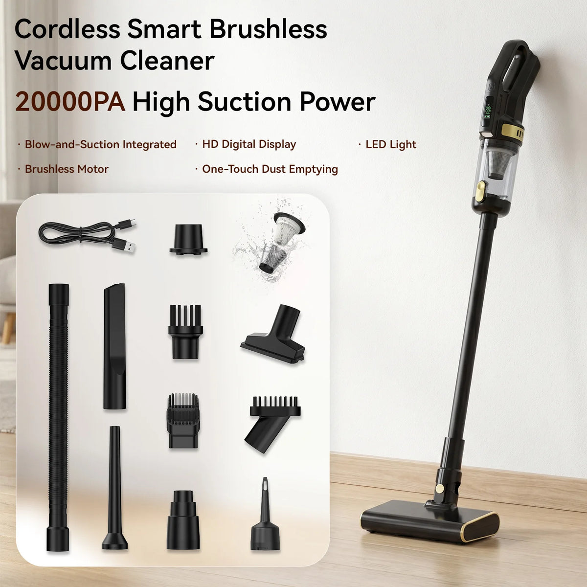 Handheld Vacuum Cleaner 20000PA Large Suction, Portable Blowing and Suction All-in-one Machine,  Car and Household Dual-purpose