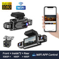 4Channel 1080P Dash Cam WiFi Car DVR with Front Inside Rear View Infrared Night Vision And Reversing Camera for Driving Recorder Car Mobile World