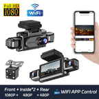 4Channel 1080P Dash Cam WiFi Car DVR with Front Inside Rear View Infrared Night Vision And Reversing Camera for Driving Recorder Car Mobile World