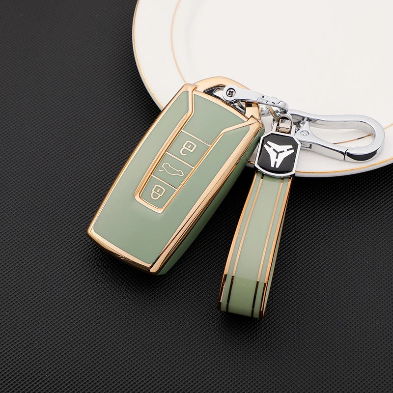 3 Buttons TPU Car Key Case Cover for Vw Volkswagen Touareg 2019 2020 2021 2022 2023 Auto Shell Fob Ring Keychain Protector