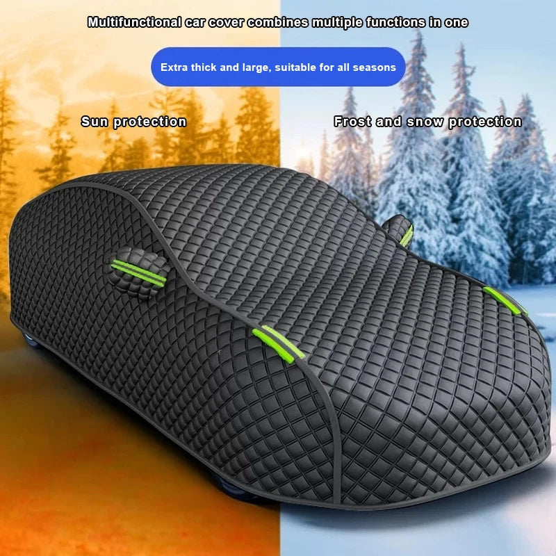 Full-Wrapped Car Cover All Weather Outdor Car Exterior Protection Covers Snowproof Anti-hail Cover Universal for Sedan SUV Car Mobile World