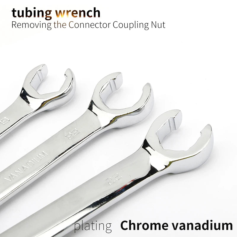 1pc Oil Pipe Flare Nut Wrench Open Ring Double Head Spanner 8-10-12mm High Torque  Mirror Hand Tool Brake Wrench for Car Repair Car Mobile World
