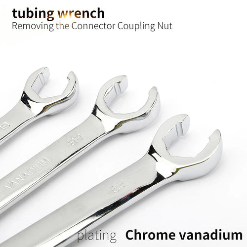 1pc Oil Pipe Flare Nut Wrench Open Ring Double Head Spanner 8-10-12mm High Torque  Mirror Hand Tool Brake Wrench for Car Repair Car Mobile World