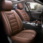 Five-seat car seat covers with dual-tone trim, luxury leather upholstery, fits most vehicles CM World