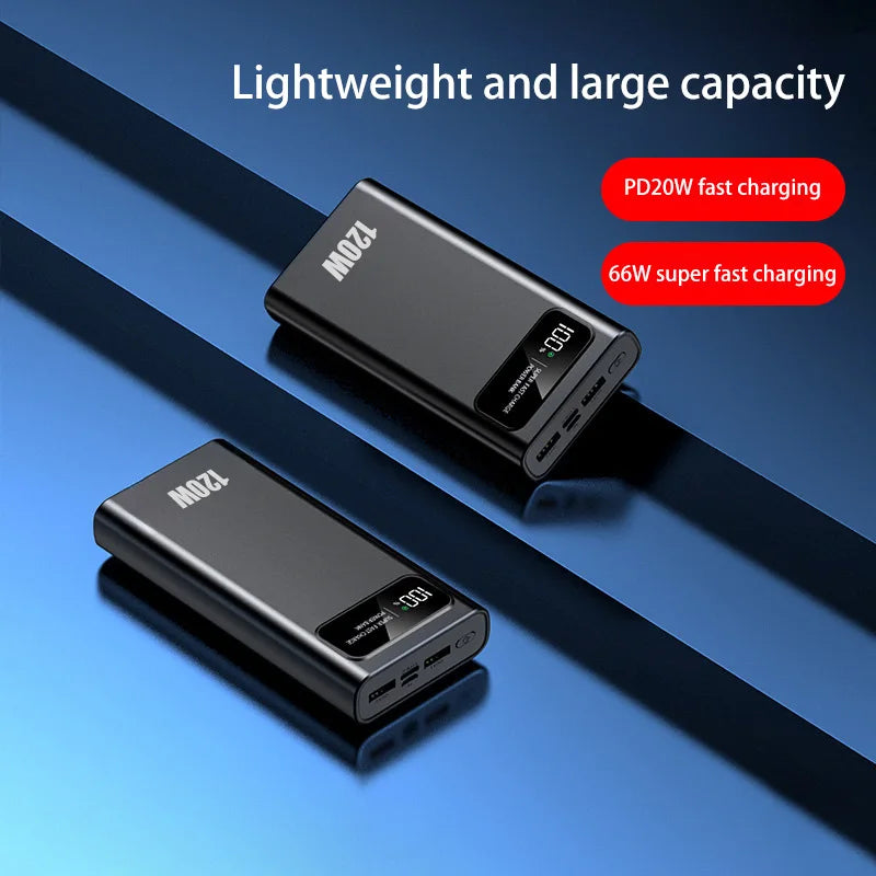 120W 200000mAh Power Bank Super Fast Charging Battery High Capacity Digital Display Power Bank For iPhone Samsung Huawei Car Mobile World
