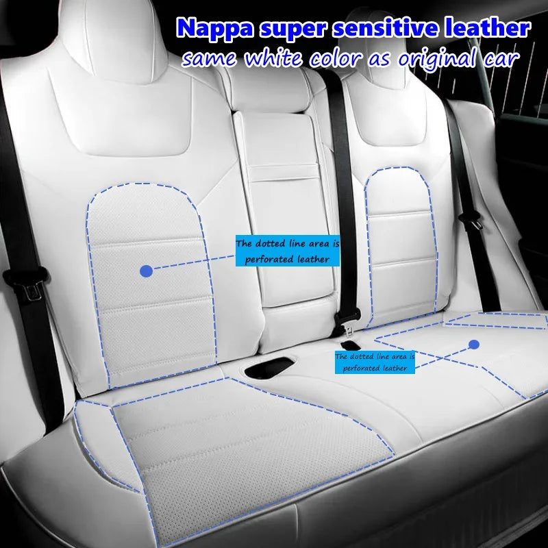 For Tesla Model 3 Y 2017 - 2025 Car Seats Cover Nappa Leather Full Surround Style Factory Wholesale Price Interior Accessories CM World