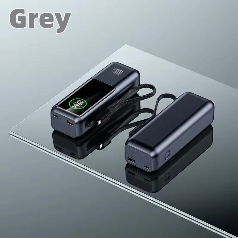【CCC】100W Super Fast Charging Power Bank with Built-in Cable High Capacity Portable Charger for Laptops Mobile Phones Tablets