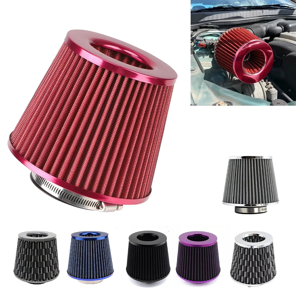 76MM 3 Inch High Flow Cold Air Intake Filter Universal Induction Kit Car Accessories Vehicles Air Filters Sport Power Mesh Cone CM World