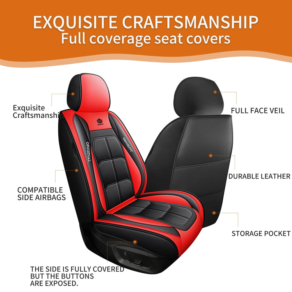 1pc Premium PU Leather Universal Fit Car Seat Cover All-Season Protector Mat with Soft Cushion Full Package Seat Cover CM World