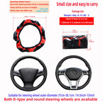 6 semi-circular PU sheepskin embroidered car rimless steering wheel cover for 14-15 inch car interior accessories CM World