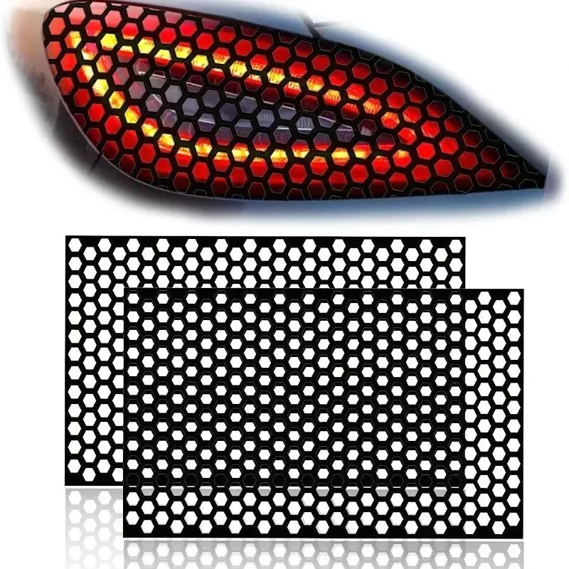 Car Honeycomb Stickers Car Stylish Tail Lights DIY Hollow Protector Decals Auto Rear Lamp Decoration Wrap Film Sticker Car Mobile World
