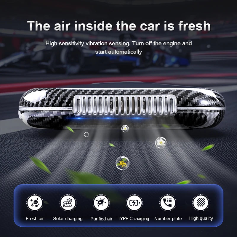 1pc solar air purifier, built-in sensor, used in the car, purifies air, clean air, fresh air, purification generator, intelligen Car Mobile World