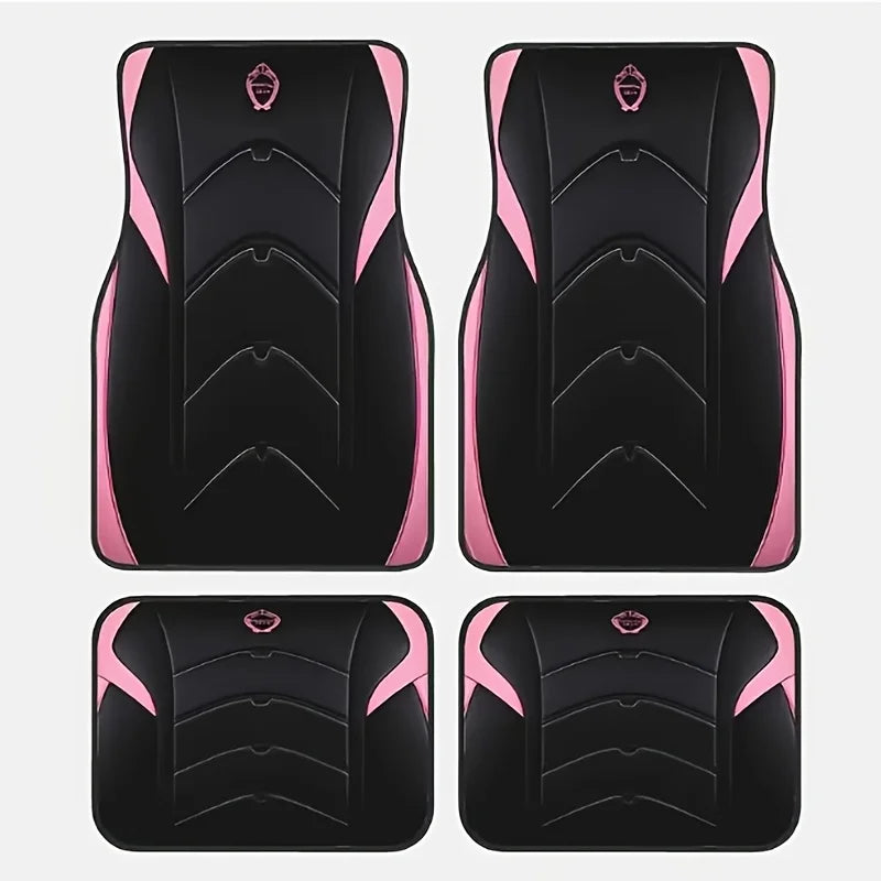 4-Pack Black Pink Minimalist Car Floor Mats - Soft Easy Clean, Anti-Slip Durable, Stylish, Fits Most Vehicles, Gift