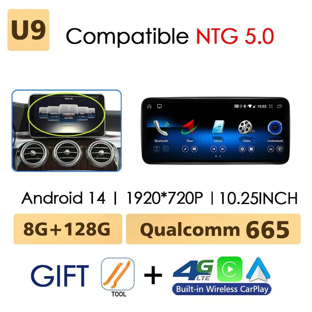 Android Auto Wireless CarPlay For Mercedes Benz C Class W205 GLC X253 V W446 Car Multimedia Navigation GPS DSP Qualcomm 680 CM World