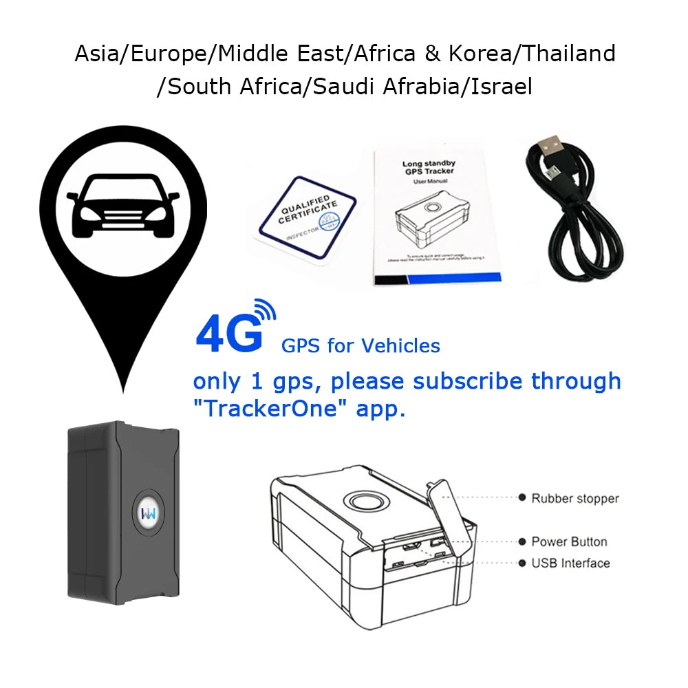 4G GPS Tracker Real-Time Car Locator Overtaking Alarm Route Playback Subscription Required CM World
