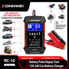 2026 KONNWEI RC-10 Car Battery Charger 12V 10A 24V 5A Full Automatic Fast Charging Pulse Repair BatteryCharger Lead Acid AGM Gel