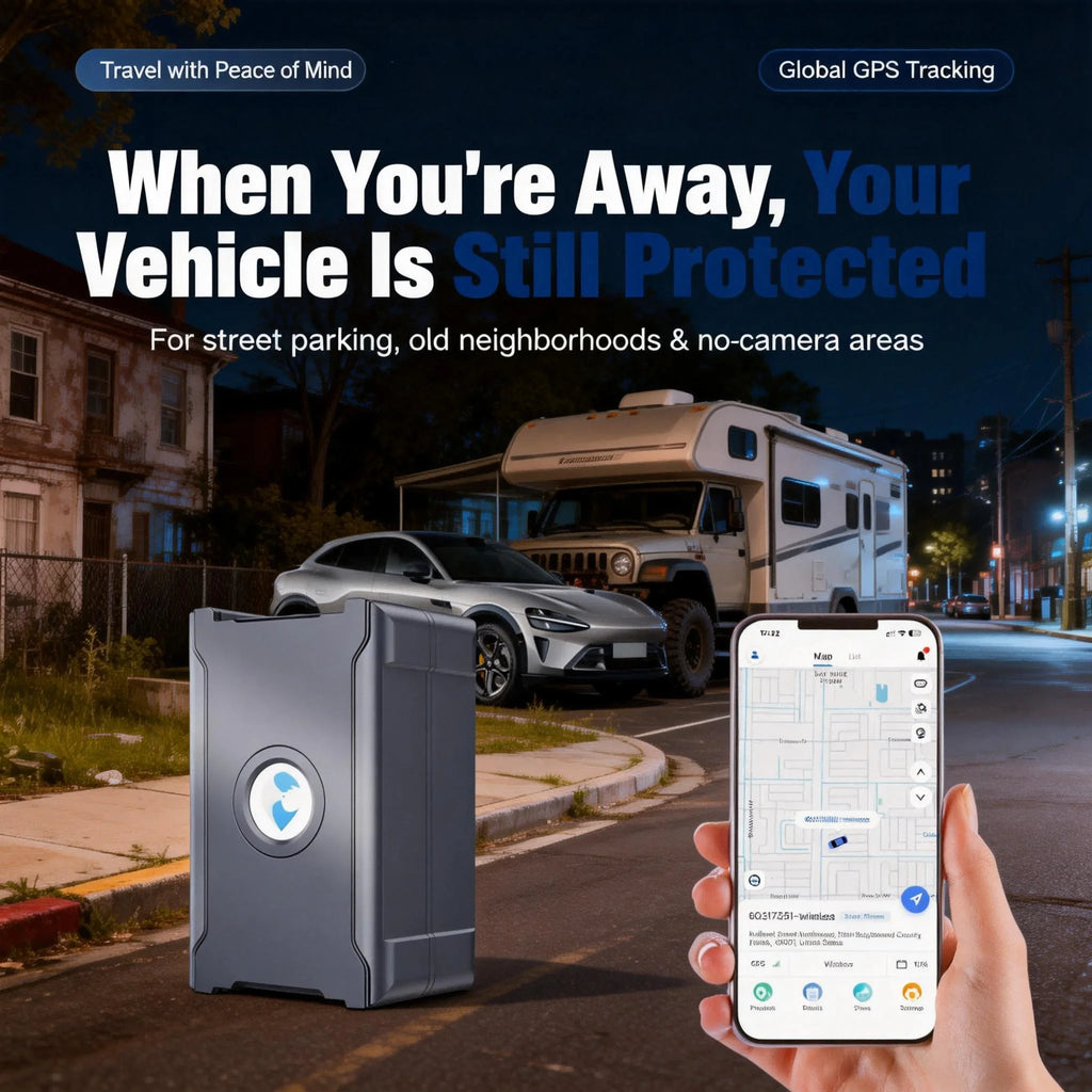 Wireless Car GPS Tracker Anti-Theft, Global Real-Time Vehicle Tracking with IoT SIM, Geo-Fence & Vibration Alarm, 15+ Days CM World
