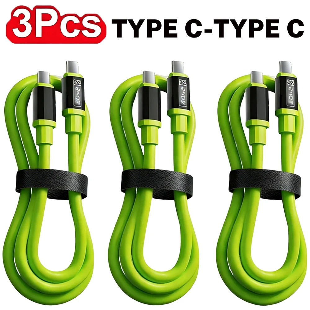3Pcs 240W USB C To C Data Cable PD Fast Charging Charger Line for iPhone 16 17 Samsung Xiaomi Phone 0.3m/1m/1.5m/2m Type C Cord