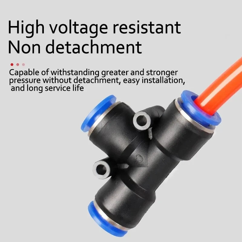 10PCS PE Air Connectors 4 6 8 10 12MM PEG Pneumatic Fitting Slip Lock Tee 3Way Plastic Pipe Water Hose Tube Quick Connector