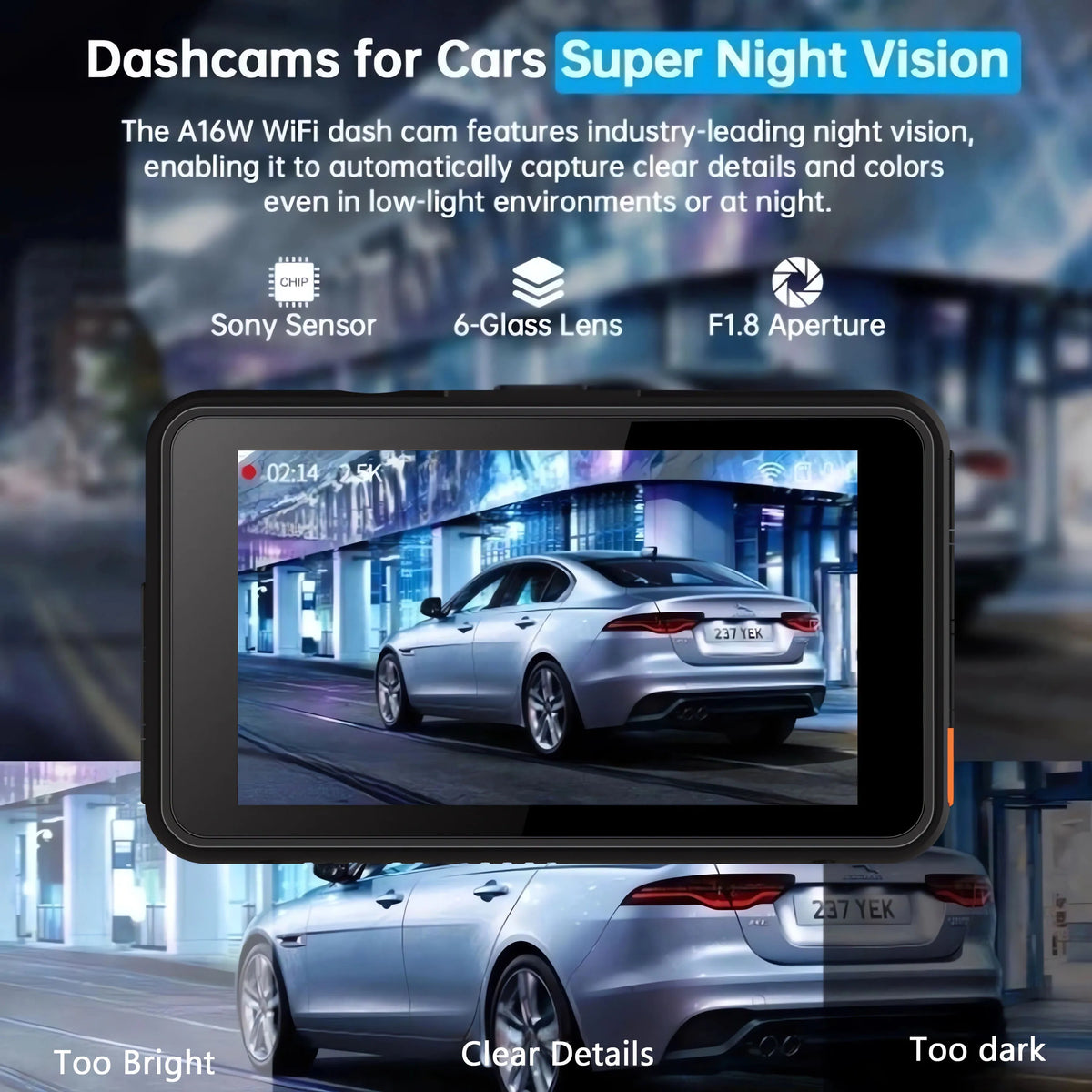 4K+2.5K Car Dvr Support WIFI GPS Dash Cam Dual Lens Dashcam Rearview Camera UHD Night Vision 24H Parking Mini Video Recorder