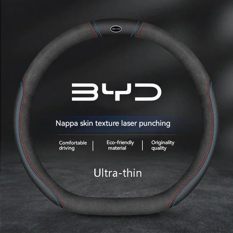 Car Suede Steering Wheel Cover For BYD Atto 3 Act Seal Tang F3 E6 Yuan Song Plus EV F0 Qin Han Dolphin S6 Leather anti-slip CM World