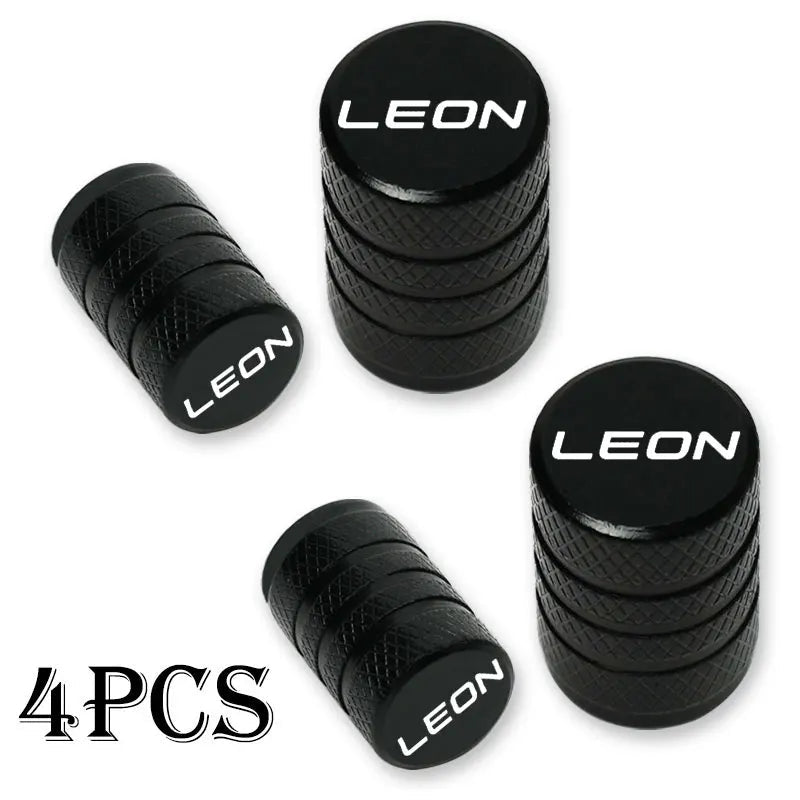 4pcs Auto CNC Badges For Seat Leon Car Wheel Tire Valve Caps Tyre Stem Covers Airdust Waterproof Accessorie CM World