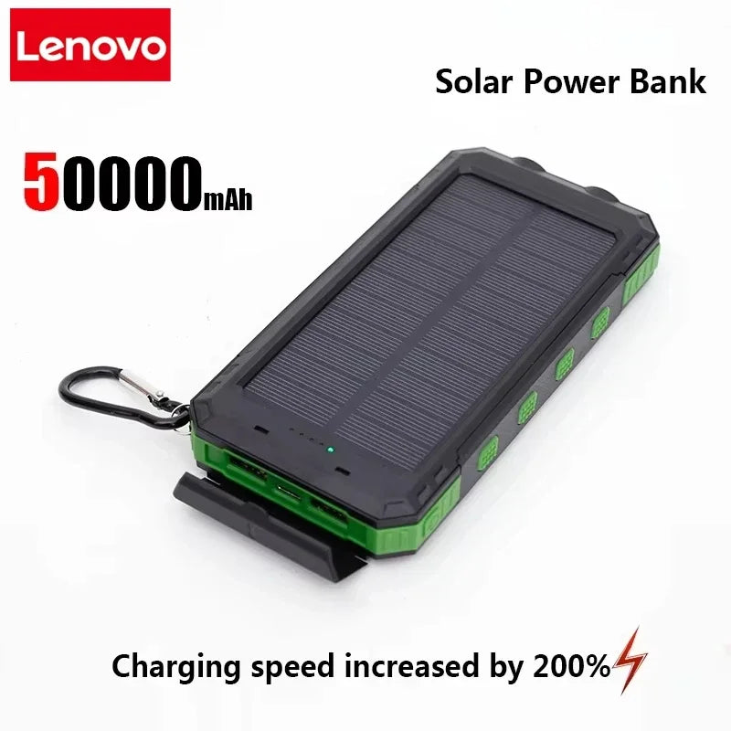 Lenovo 200000mAh Solar Power Bank Portable Charging Poverbank External Battery Charger Strong Light LDE Light for iphone Huawei Car Mobile World