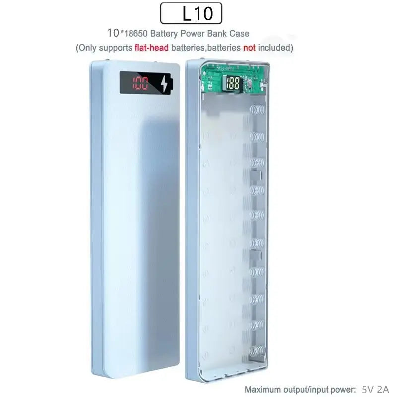 Portable 8 Slot 18650 Battery Power Bank Case DIY Digital Display 5V 21A Fast Charging Box For Outdoor Emergency Use