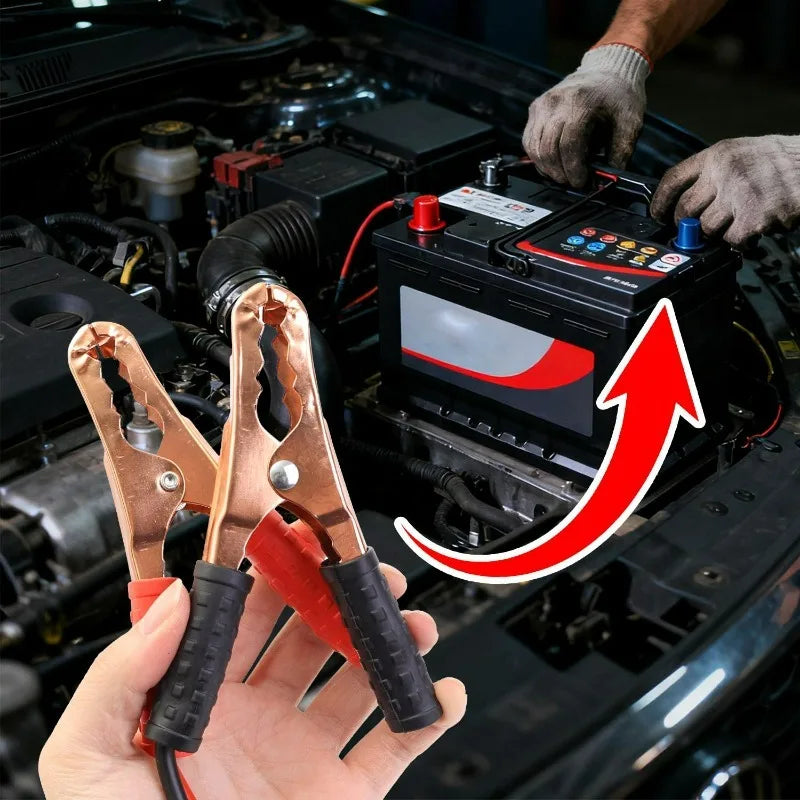 Motorcycle Jumper Cables Aluminum Coated Copper Portable Battery Booster Cables Emergency Jump Start Kit for Motorcycle ATV CM World