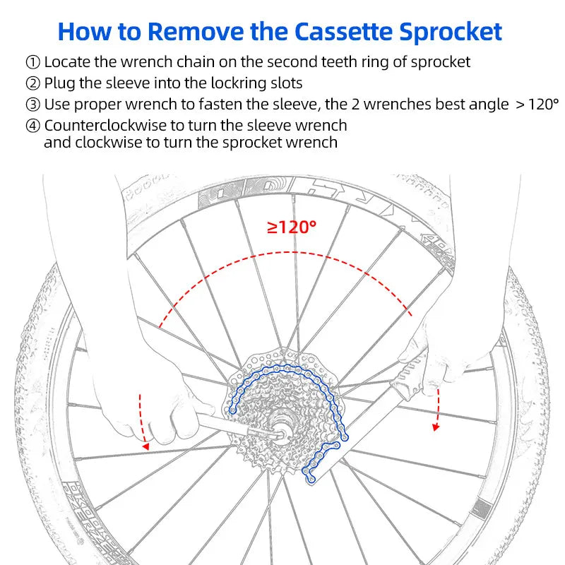 Bicycle Chain Whip Tool Lockring Removal Wrench For Shimano Sram Cassette Freewheel Assembly Disassembly Wrench Sprocket Remover CM World