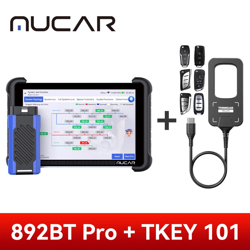 MUCAR 892BT PRO Topology J2534 AI Key Programmer TKEY 101 Automotive Diagnostic Tool Bidirectional Car Obd2 Scanner ECU Coding