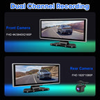 10/11.26 inch Dash Cam 4K Car DVR Wireless Carplay & Android Auto GPS Navigation Video Recorder Dashboard Dual Lens Wifi FM AUX Car Mobile World