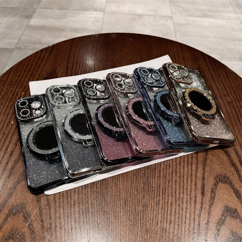 Magnetic For Magsafe Case For iPhone 17 16 13 12 11 Pro Max Jewelled Phone Cases For iPhone 17 Air 15 14 Pro Max 16 Plus Cover