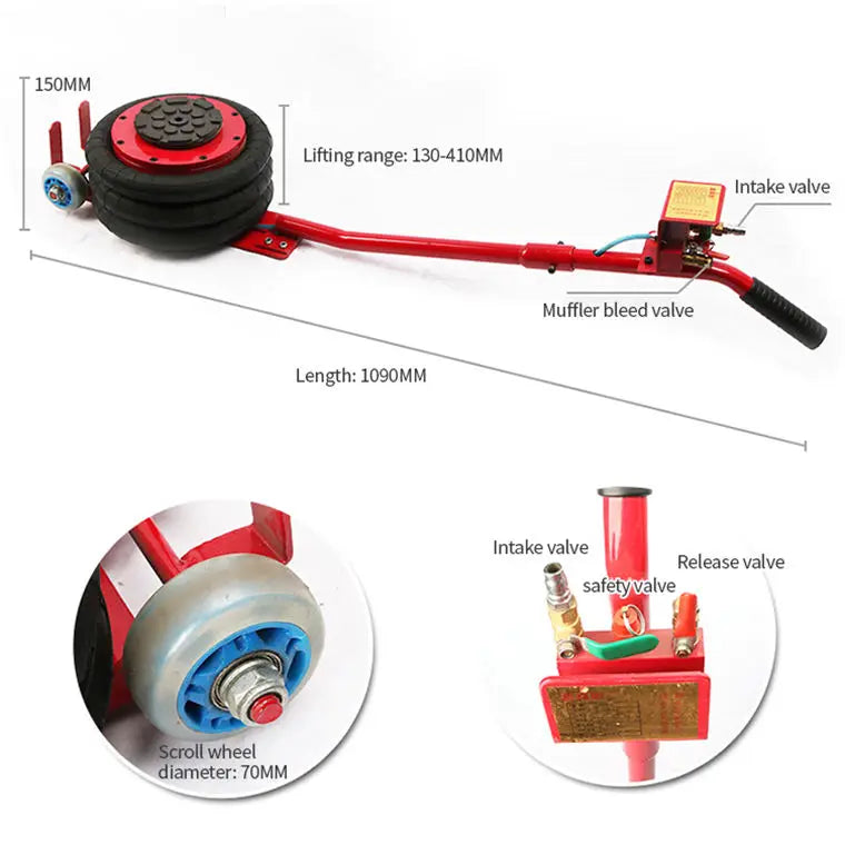 Air Bag Jack, 3 Triple Bags Pneumatic Lifting Jack, 5T Heavy Duty, Portable Air Jack for Car Vehicle Repair Lifting Support